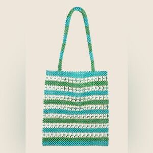 Fame Contrast Wooden Beaded Tote Bag